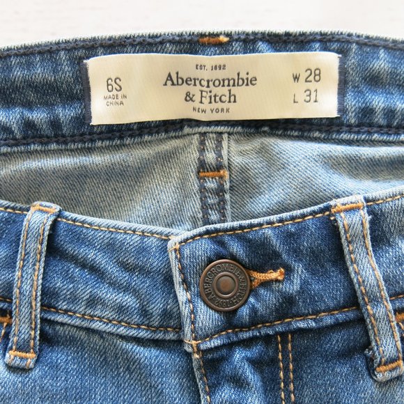 Abercrombie & Fitch Cotton Blend Distressed Slim Skinny Denim Jeans - Size 6S - Picture 5 of 6